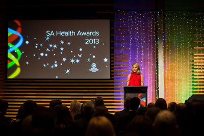 Photo of Cherylee hosting the SA Health Awards